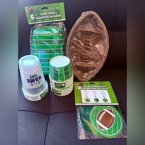 Football-Themed Party Supplies Kit — Green and Brown